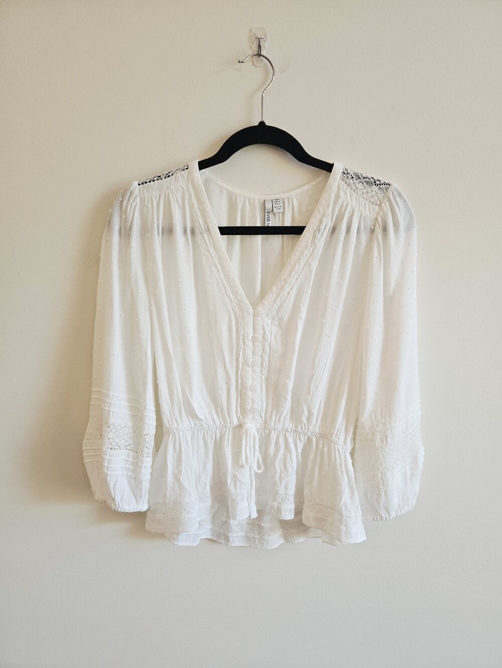 EVER NEW I US 2 Tasha Trim Sploced Dobby Blouse I cream - Picture 2 of 9